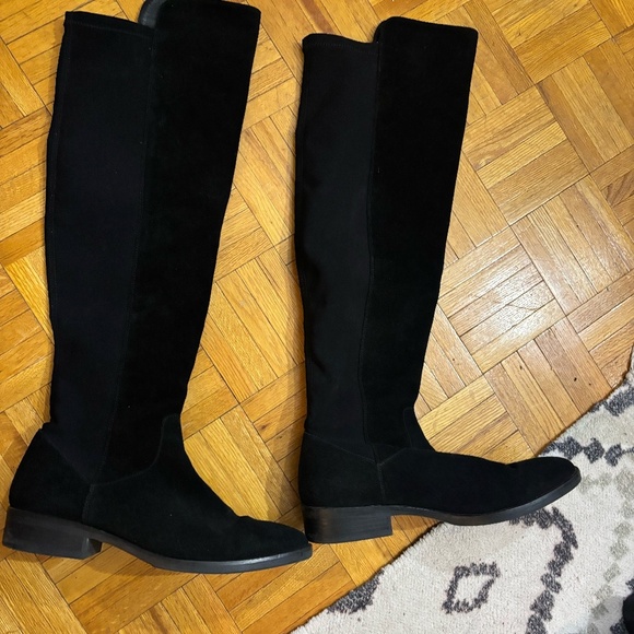 knee high Clarks boots , suede and stretch back - Picture 1 of 8